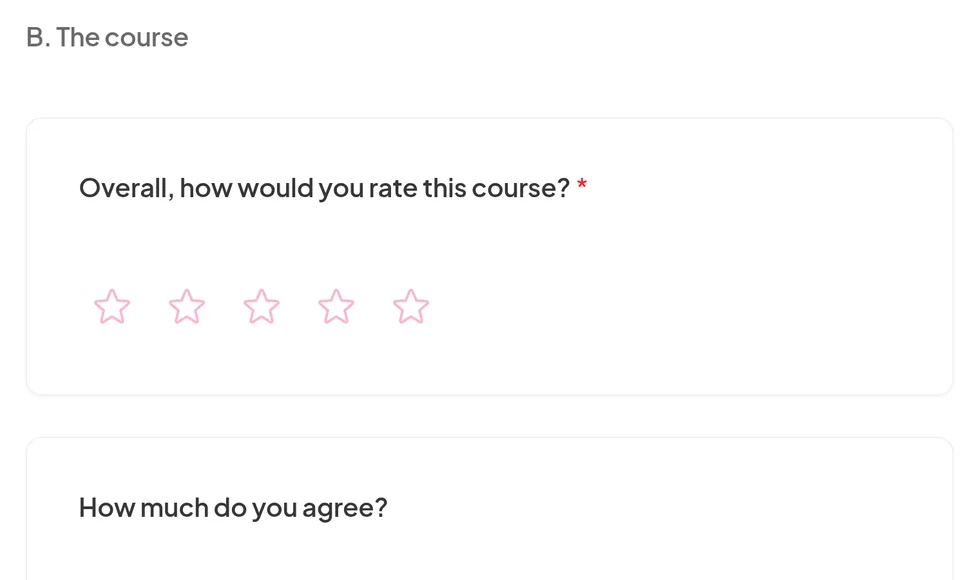 The post-course feedback survey